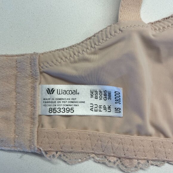 Wacoal Vivid Encounter Lace-Trim Contour Bra in Beige, Size 38DDD (38F), 853395 - Picture 5 of 6